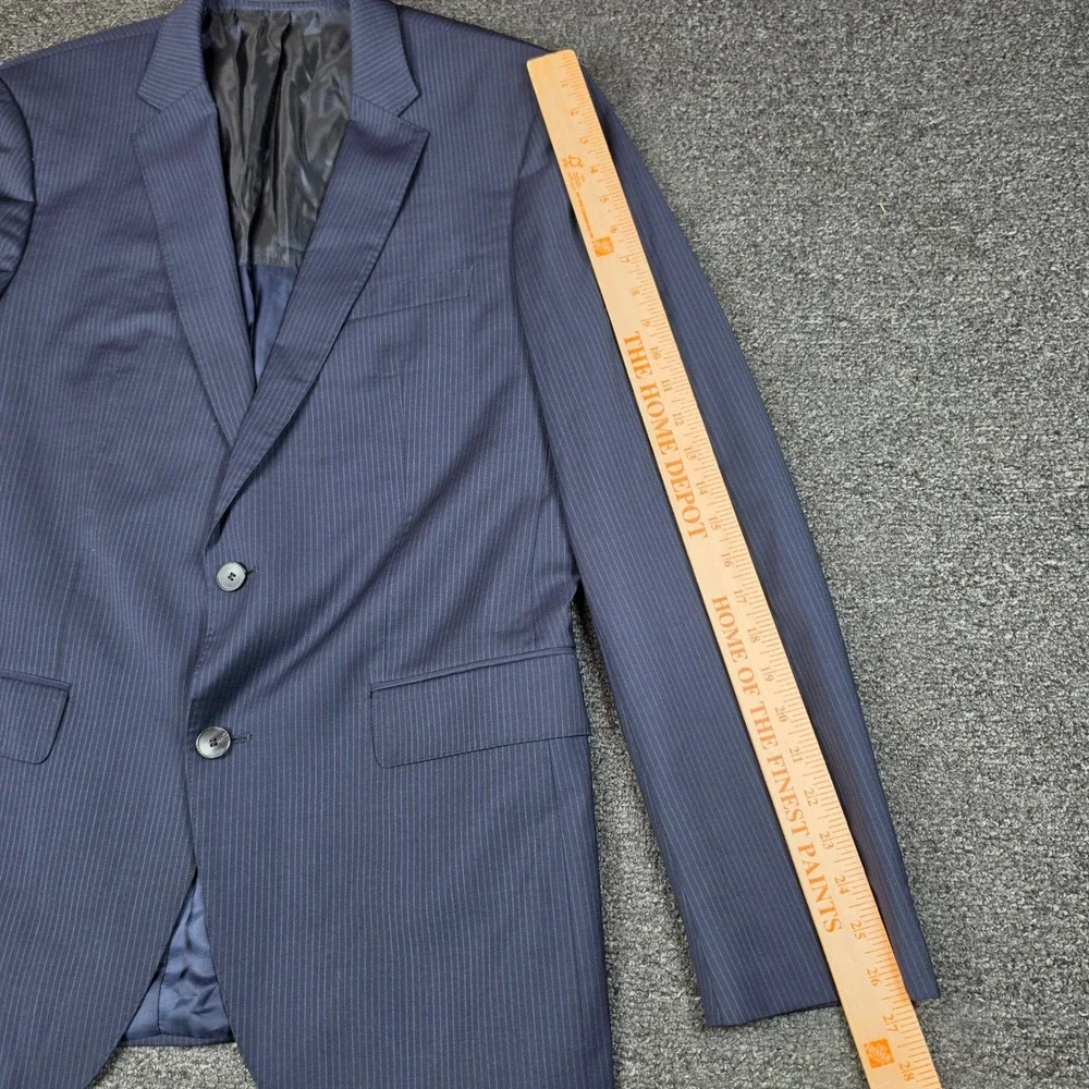 Hugo Boss Blazer Navy Blue Mens 40R Pinstripe Linificio Tesse Biella Wool Jacket